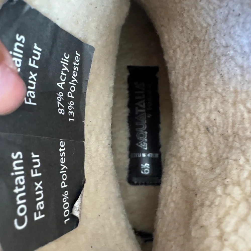 Aquatalia Brown Suede Faux Fur Trim Tassel‎ Wedge Boots Womens 6.5
